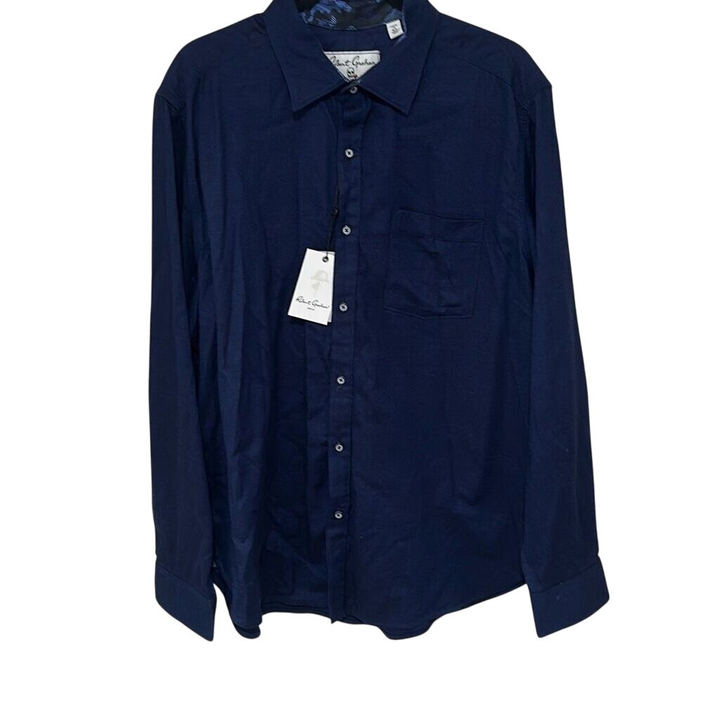 NWT Robert Graham Mens Deep Blue Classic Fit Button Down Shirt‎ Size XL
